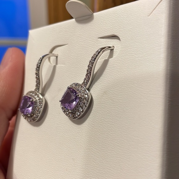 Ring bomb party earrings:lab created light amethyst earrings - Picture 7 of 8